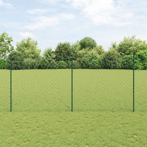 vidaXL Reťazový plot  s 10 U stĺpikmi Zelený 1.4x10 m Oceľ