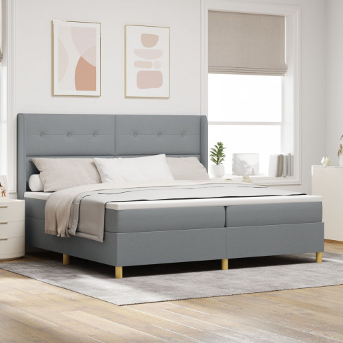 vidaXL Box Spring Posteľ s Matracou Svetlosivá 200x200 cm Textília