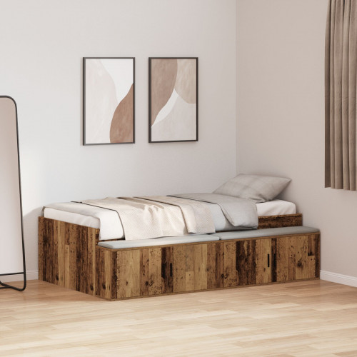 vidaXL Úložný rám postele Staré drevo 100x200 cm