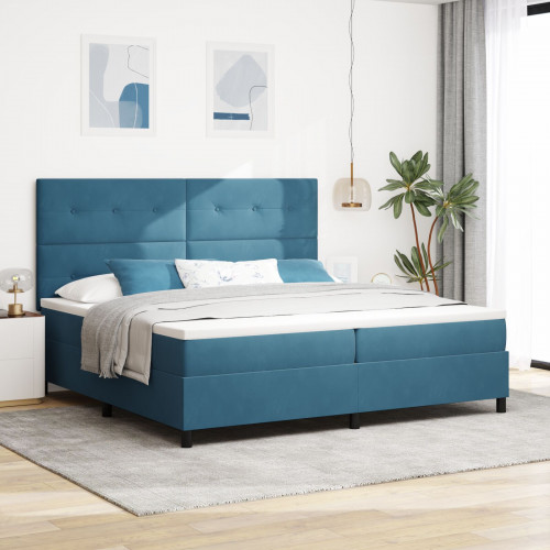 vidaXL Box Spring Postel s Matracou Tmavomodrá 200x200 cm Zamat