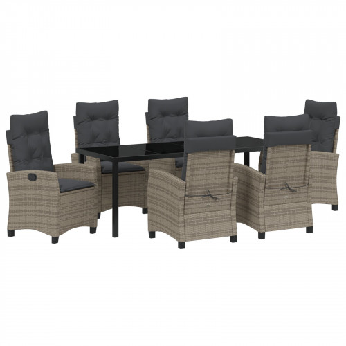 vidaXL 7-dielna súprava záhradného nábytku s vankúšmi Šedý Poly Rattan