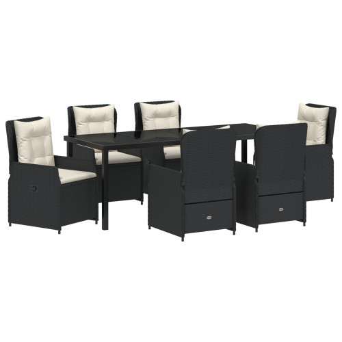 vidaXL 7-dielny záhradný jedálenský set čierny poly ratan, vidaXL záhradný stôl čierny 200x80x73 cm tvrdené sklo