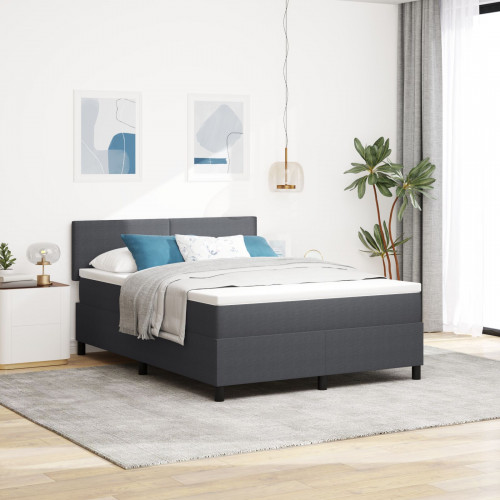 vidaXL Posteľ s boxspringom s matracom Tmavosivá 140x200 cm Zamatová tkanina