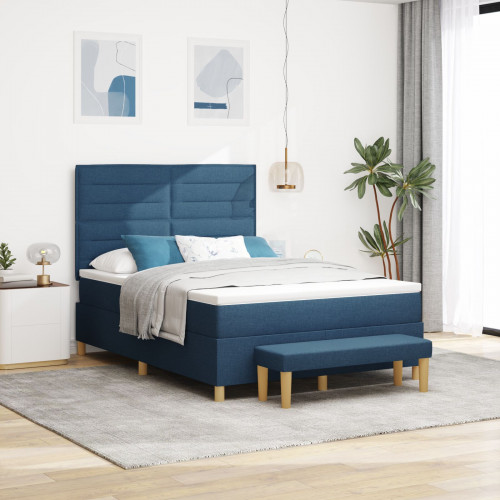 vidaXL Box Spring Rám s matracom a lavicou modrý 140x200 cm textília