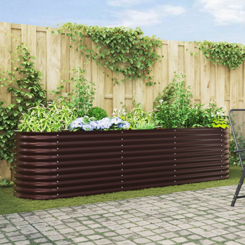 vidaXL Záhradný vyvýšený záhon hnedý 320x80x81 cm, pozinkovaná oceľ