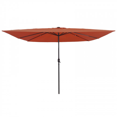 vidaXL Štvorcový slnečník do záhrady s LED svetlami 295x245 cm Terracotta
