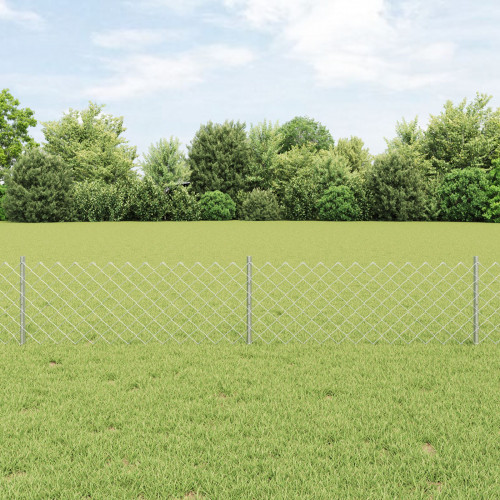 vidaXL Kovový plot s 10 stĺpmi Strieborný 0.4x10 m Oceľ