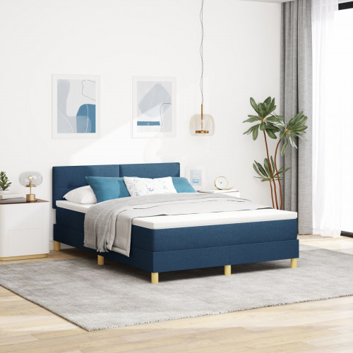vidaXL posteľ s boxspringom s matracom modrá 140x200 cm tkanina