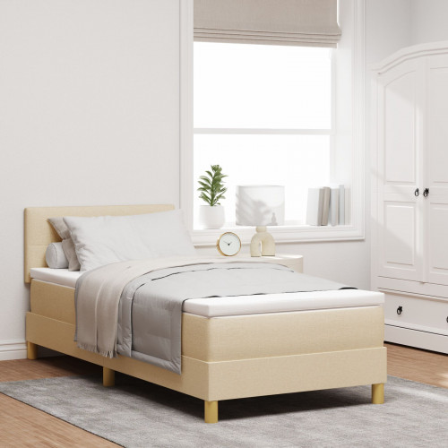 vidaXL Boxspring posteľ s matracom Krémová 90x200 cm Tkanina