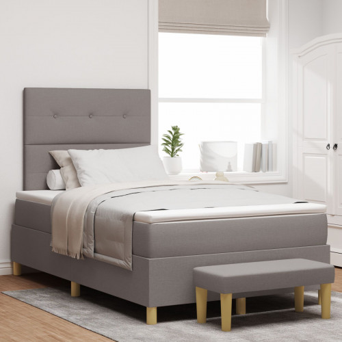 vidaXL Postel s matracom a lavicou Taupe 120x200 cm Textília