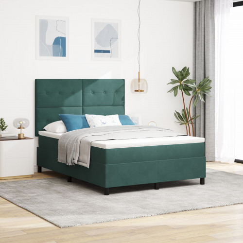 vidaXL Boxspring posteľ s matracom tmavozelená 160x200 cm zamat