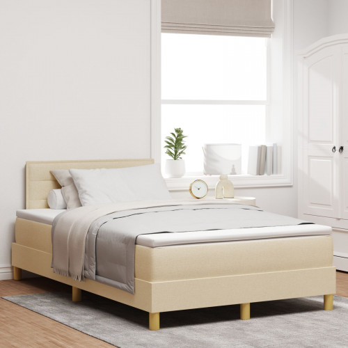 vidaXL Posteľ s box springom s matracom Krémová 120x200 cm Textília