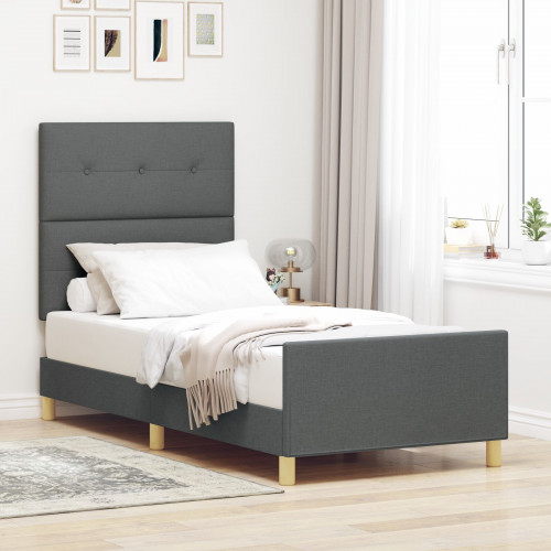 vidaXL Rám postele tmavošedá 100x200 cm textília