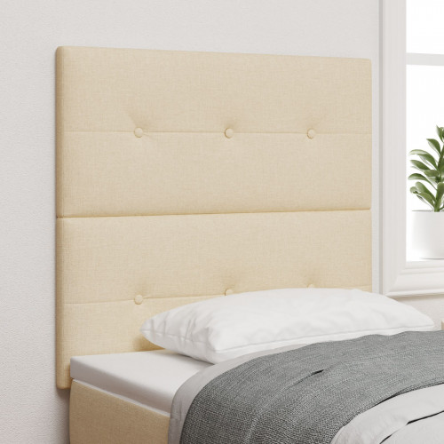 vidaXL Čelo postele s gombíkmi Krémové 90 cm Textília