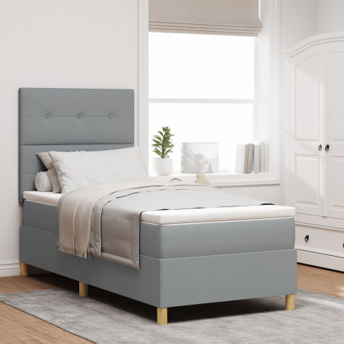 vidaXL Posteľ  Box Spring s matracom svetlosivá 90x200 cm textília