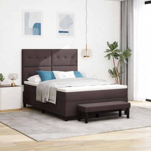 vidaXL Boxspring posteľ s matracom a lavicou tmavo hnedá 140x190 cm Tkanina