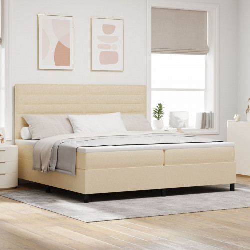 vidaXL Posteľ s kontinentálnym matracom Krémová 200x200 cm Tkanina