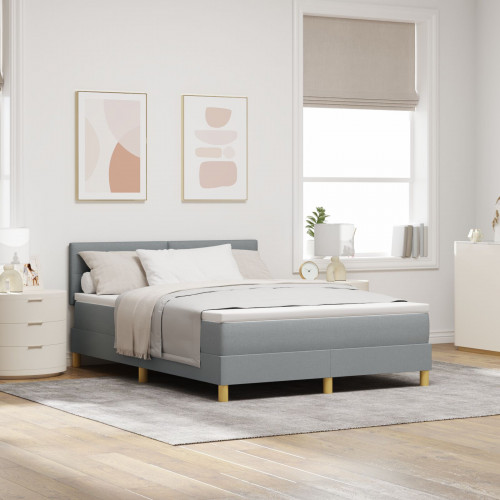 vidaXL Box Spring Posteľ s matracom Svetlosivá 140x200 cm Tkanina