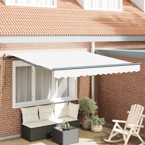 Biela ručná zasúvacia markíza 300x250 cm, Náhradná látka na markízu vidaXL pre rám 3x2.5 m v bielej farbe